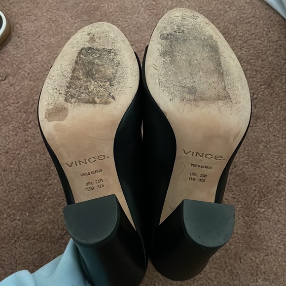 Vince Genuine Leather Block Heel Mules - Picture 4 of 4